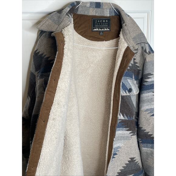 Jachs New York Men's Barn Shacket Sz XL Sherpa Lined Wool Blend Aztec Chore - Picture 12 of 15